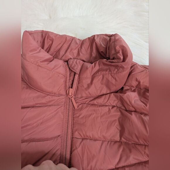 Land's End Down Puffer Jacket XL 18 Pink Dusty Rose Full Zip Winter Coat - Picture 4 of 6
